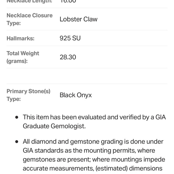 Sterling Silver Black Onyx slide pendant on Rolo chain 16in - Picture 5 of 5